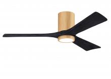 Matthews Fan Company IR3HLK-LM-BK-52 - Irene-3HLK-52" Three Blade Flush Mount Paddle Fan-5CCT Integrated LED-Light Maple Tone Finish