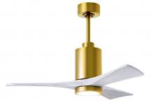 Matthews Fan Company PA3-BRBR-MWH-42 - Patricia-3-42" Three Blade Ceiling Fan-5CCT Integrated LED-Brushed Brass Finish-Matte White Blad