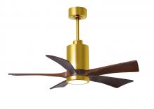 Matthews Fan Company PA5-BRBR-WA-42 - Patricia-5-42" Five Blade Ceiling Fan-5CCT Integrated LED-Brushed Brass Finish-Walnut Tone Blade