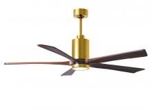 Matthews Fan Company PA5-BRBR-WA-60 - Patricia-5-60" Five Blade Ceiling Fan-5CCT Integrated LED-Brushed Brass Finish-Walnut Tone Blade