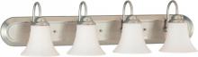 Nuvo 60/1835 - Dupont; 4 Light; Vanity with Satin White Glass; Brushed Nickel Finish