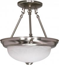 Nuvo 60/200 - 2 Light; 11 in.; Semi-Flush; Alabaster Glass; Brushed Nickel Finish