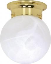 Nuvo 60/255 - 1 Light; 6 in.; Ceiling Mount; Alabaster Ball; Polished Brass Finish