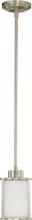 Nuvo 60/2866 - Odeon; 1 Light; Mini Pendant with Satin White Glass; Brushed Nickel Finish