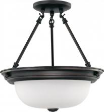 Nuvo 60/3149 - 2 Light; 13 in.; Semi-Flush with Frosted White Glass; Mahogany Bronze Finish