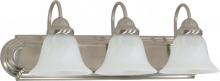 Nuvo 60/321 - Ballerina; 3 Light; 24 in.; Vanity with Alabaster Glass Bell Shades; Brushed Nickel Finish