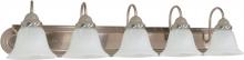Nuvo 60/323 - Ballerina; 5 Light; 36 in.; Vanity with Alabaster Glass Bell Shades; Brushed Nickel Finish