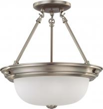Nuvo 60/3245 - 2 Light; 13 in.; Semi-Flush with Frosted White Glass; Brushed Nickel Finish