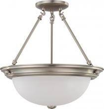 Nuvo 60/3246 - 3 Light; 15 in.; Semi-Flush with Frosted White Glass; Brushed Nickel Finish