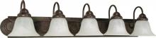Nuvo 60/327 - Ballerina; 5 Light; 36 in.; Vanity with Alabaster Glass Bell Shades; Old Bronze Finish