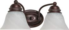 Nuvo 60/345 - Empire; 2 Light; 15 in.; Vanity with Alabaster Glass Bell Shades; Old Bronze Finish