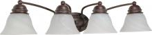 Nuvo 60/347 - Empire; 4 Light; 29 in.; Vanity with Alabaster Glass Bell Shades; Old Bronze Finish