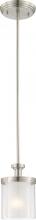 Nuvo 60/4648 - Decker; 1 Light; Mini Pendant with Clear and Frosted Glass; Brushed Nickel Finish