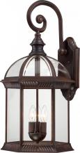 Nuvo 60/4968 - Boxwood; 3 Light; 26 in.; Outdoor Wall with Clear Beveled Glass; Rustic Bronze Finish
