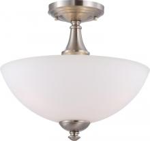 Nuvo 60/5044 - Patton; 3 Light; Semi-Flush with Frosted Glass; Brushed Nickel Finish