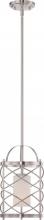 Nuvo 60/5332 - Ginger; 1 Light; Mini Pendant with Etched Opal Glass; Brushed Nickel Finish