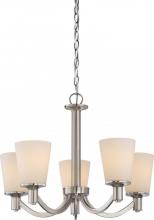 Nuvo 60/5825 - Laguna; 5 Light; Hanging Fixture with White Glass; Brushed Nickel Finish