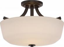 Nuvo 60/5926 - Laguna; 2 Light; Semi-Flush with White Glass; Forest Bronze Finish