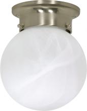 Nuvo 60/6008 - 1 Light; 6 in.; Ceiling Mount; Alabaster Ball; Color retail packaging; Brushed Nickel Finish