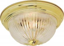 Nuvo 60/6015 - 2 Light; 11 in.; Flush Mount; Clear Ribbed Glass; Color retail packaging; Polished Brass Finish