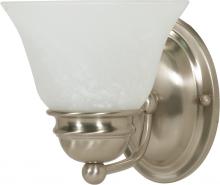 Nuvo 60/6077 - Empire; 1 Light; 7 in.; Vanity with Alabaster Glass Bell Shades; Color retail packaging; Brushed