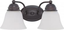 Nuvo 60/6086 - Empire; 2 Light; 15 in.; Vanity with Frosted White Glass; Color retail packaging; Mahogany Bronze