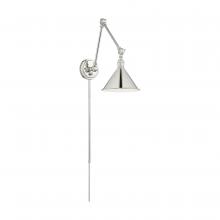 Nuvo 60/7362 - Delancey Swing Arm Lamp; Polished Nickel with Switch; Polished Nickel Finish