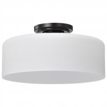Nuvo 60/8035 - Warren; 13 Inch Semi Flush Mount; Gun Metal with Satin White Glass; Gun Metal Finish