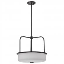 Nuvo 60/8037 - Warren; 17 Inch Pendant; Gun Metal with Satin White Glass; Gun Metal Finish