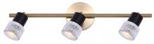 Canarm IT1161A03BKG10 - ELSEE 3 Light 23 in. Ceiling/Wall Matte Black and Gold Track Light Kit with Clear Ribbed Glass