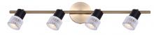 Canarm IT1161A04BKG10 - ELSEE 4 Light 29 in. Ceiling/Wall Matte Black and Gold Track Light Kit with Clear Ribbed Glass