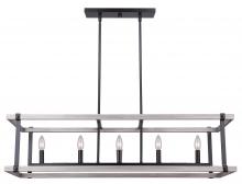 Canarm ICH1094A05BBG40 - JOELLE, ICH1094A05BBG40, MBK + Brushed Grey Color, 5 Lt 40" Wide Rod Chandelier