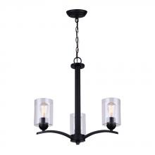 Canarm ICH370A03BK-CL - HAMPTON, ICH370A03BK-CL, MBK Color, 3 Lt Chain Chandelier, Clear Glass, 60W Type A