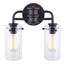 Canarm IVL679A02ORB - ALBANY, 2 Lt Vanity, Clear Glass, 100W Type A, 14 1/4" W x 13 1/4" H x 6 1/2" D