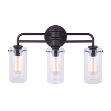 Canarm IVL679A03ORB - ALBANY, 3 Lt Vanity, Clear Glass, 100W Type A, 24" W x 13 1/4" H x 6 1/2" D