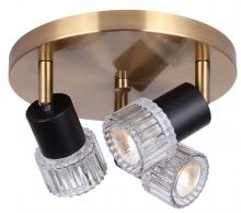Canarm ICW1161A03BKG10 - ELSEE 3 Light 10 in. Ceiling/Wall Matte Black and Gold Track Light Kit with Clear Ribbed Glass