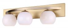 Canarm IVL1169A03GDP - MONROE 24 in. 3 Light Gold Vanity with White Glass Shade