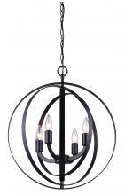Canarm ICH182B04BK18 - MERIDIAN, ICH182B04BK18, 4 Lt 18 IN Chain Chandelier, 60W Type C, 18 IN W x 21 IN H