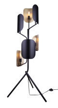 Canarm IFL2280B67BKG - Zyric 6-Light Floor Lamp in Black and Gold
