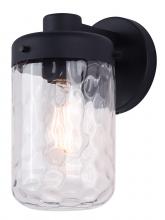 Canarm IOL637BK - JUNO 1 Light Outdoor Wall Lantern, Black Finish and Clear Textured Glass Shade for Entryway