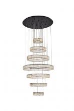 Elegant 3503G34BK - Monroe 34 inch LED seven ring chandelier in black