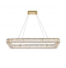 Elegant 3504D42L1G - Monroe 42 inch LED Single rectangle pendant in gold
