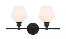Elegant LD2313BK - Gene 2 light Black and Frosted white glass Wall sconce