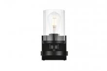 Elegant LD7316W5BLK - Saanvi 1 light Black and Clear Bath Sconce