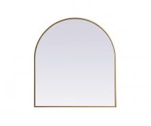 Elegant MR1A3336BRS - Metal Frame Arch Mirror 33x36 Inch in Brass