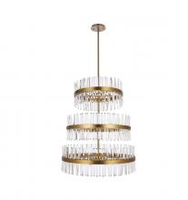 Elegant 6200G36L3SG - Serephina 36 inch 3 tiers crystal round chandelier light in satin gold