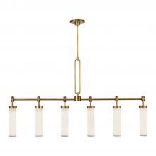 Alora Lighting LP355652VBGO - Wynwood 52-in Vintage Brass/Glossy Opal 6 Lights Linear Pendant