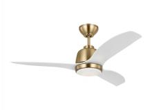Visual Comfort 3AVLR44SBD - Avila 44 LED Ceiling Fan in Satin Brass with Matte White Blades and Light Kit